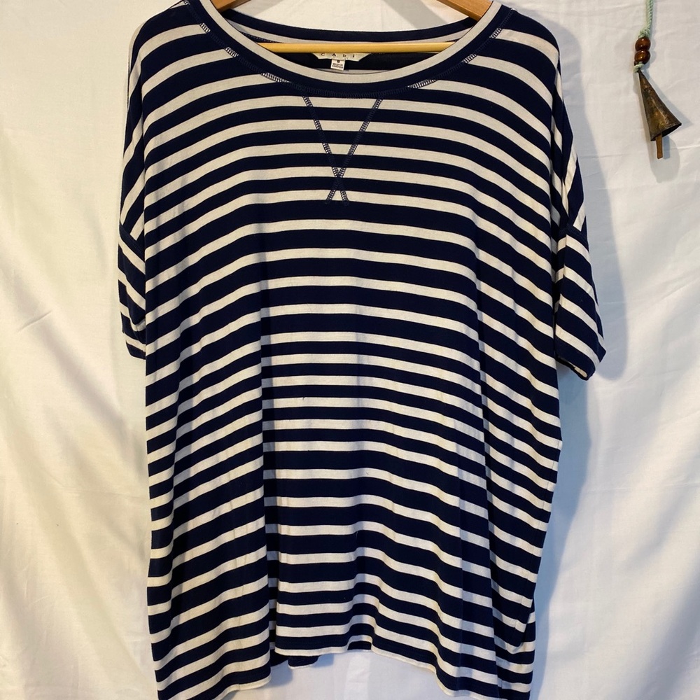 CAbi Navy striped dolman sleeve nautical